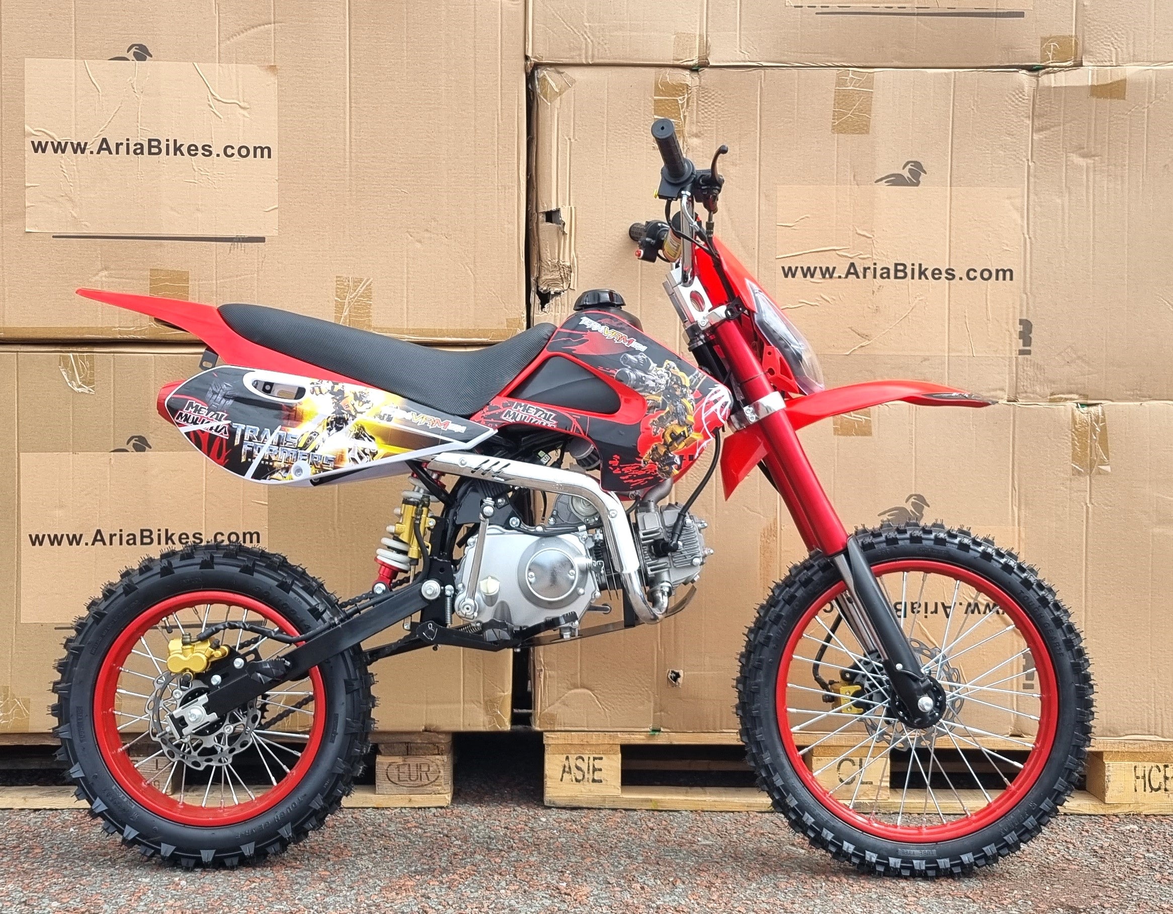 125cc Dirt Bike Electric Start L – Red – Aria Bikes